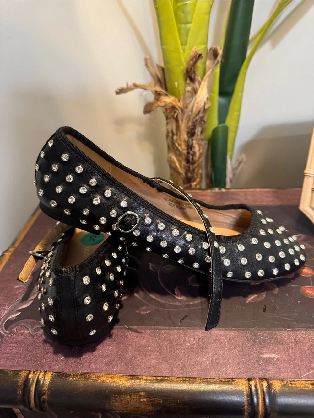 House of Harlow 1960 Black Studded Mary Jane Flats